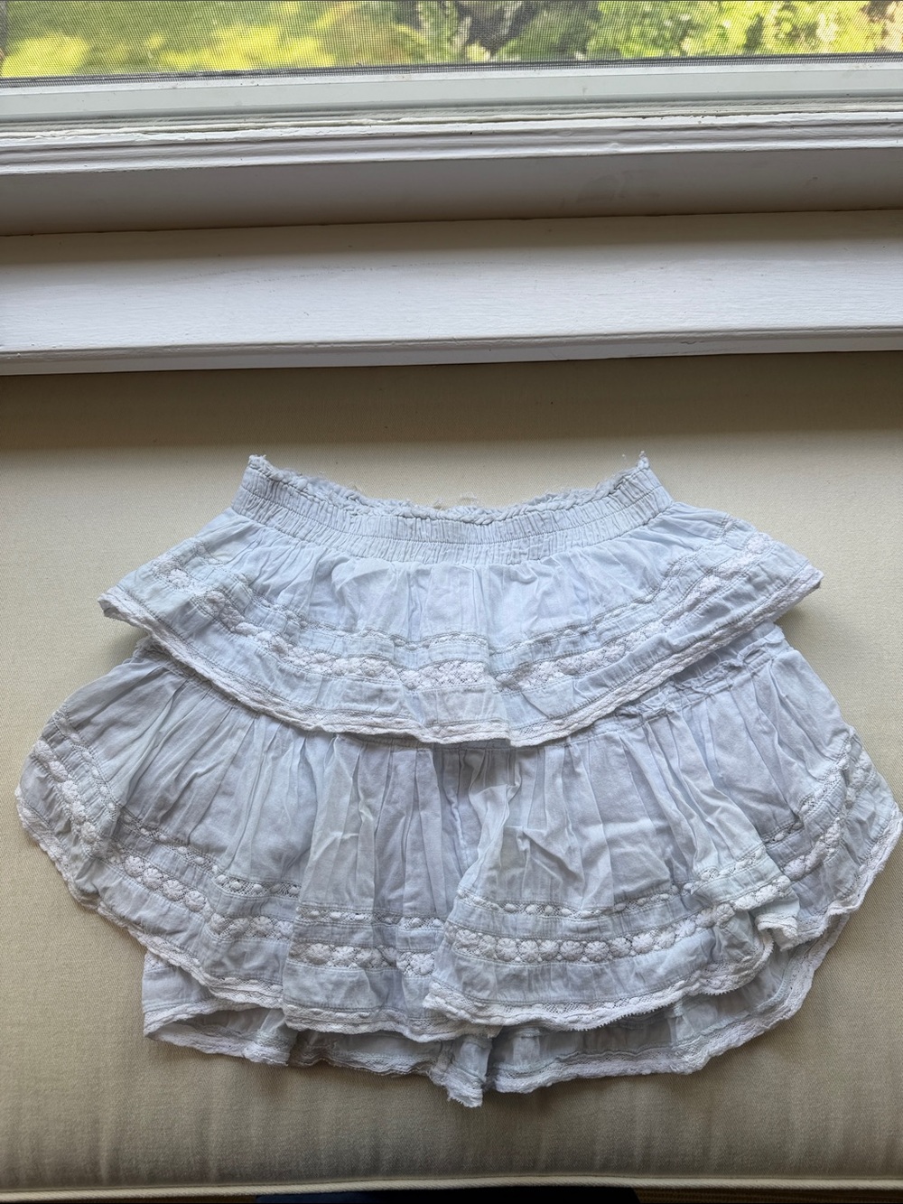 LoveShackFancy Light Blue Tiered Ruffle Skirt SMALL